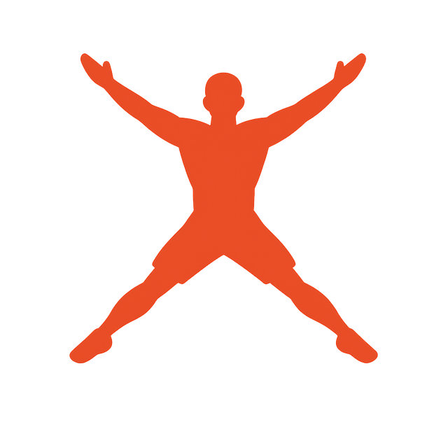 Silhouette of a person performing a jumping jack