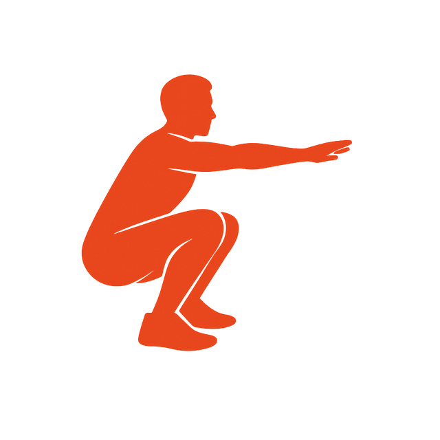 Silhouette of a person performing a squat